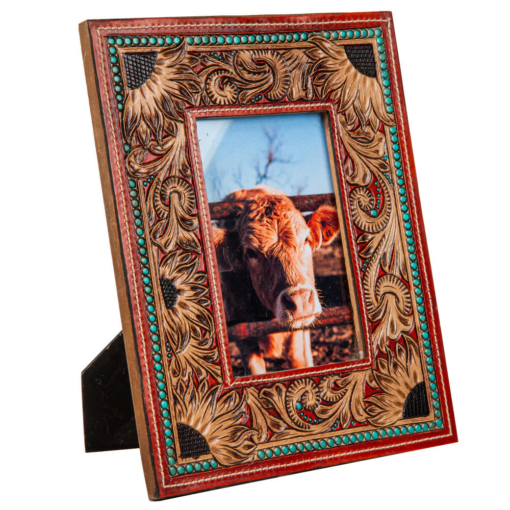 Myra Devonnie's Sunflowers Hand Tooled Photo Frame