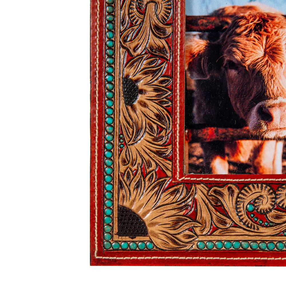 Myra Devonnie's Sunflowers Hand Tooled Photo Frame