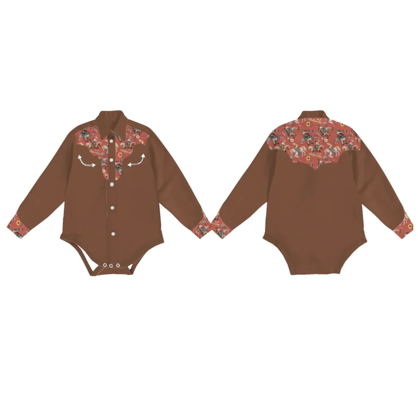 Brown Vintage Pearl Snap Onesie