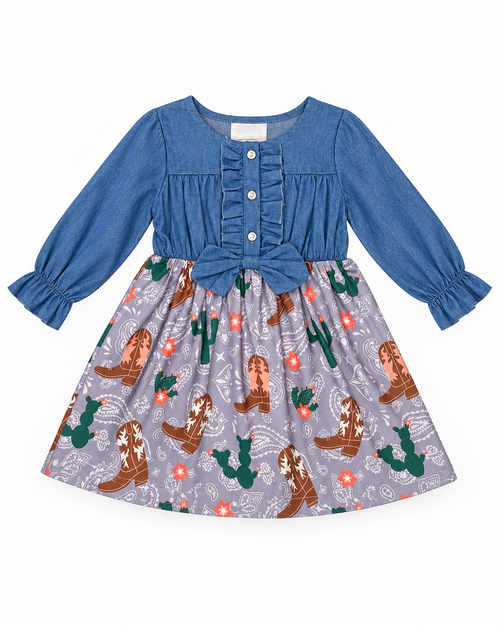 Cactus And Boot Denim Dress