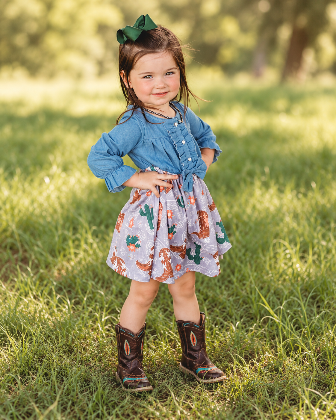 Cactus And Boot Denim Dress