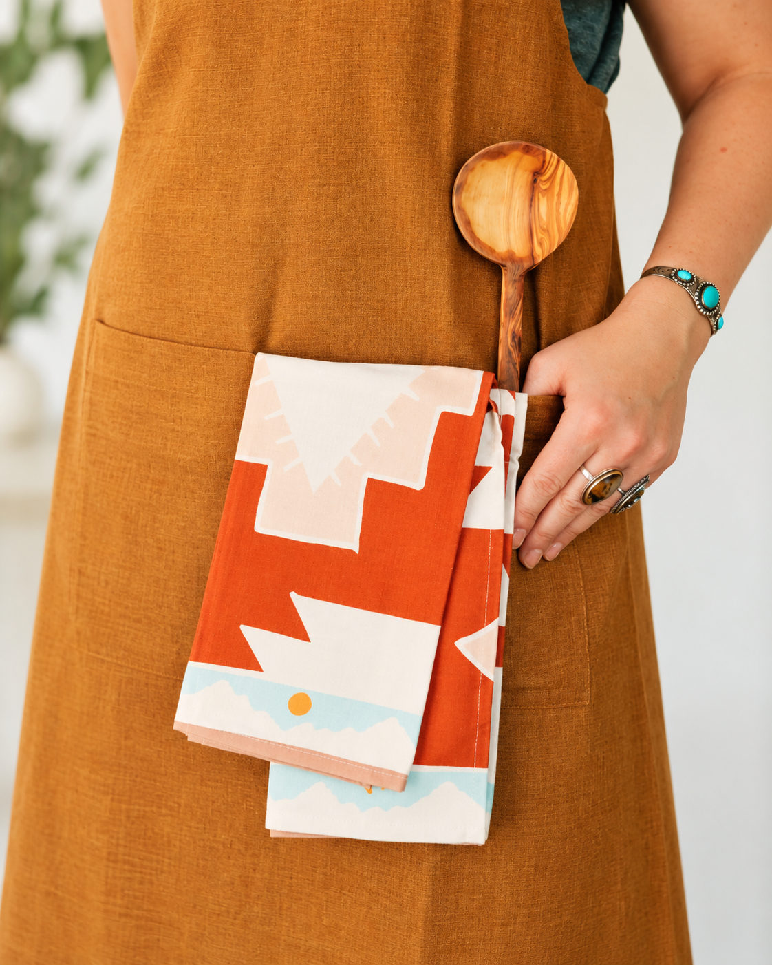 Tirzah Red Geometric Tea Towel