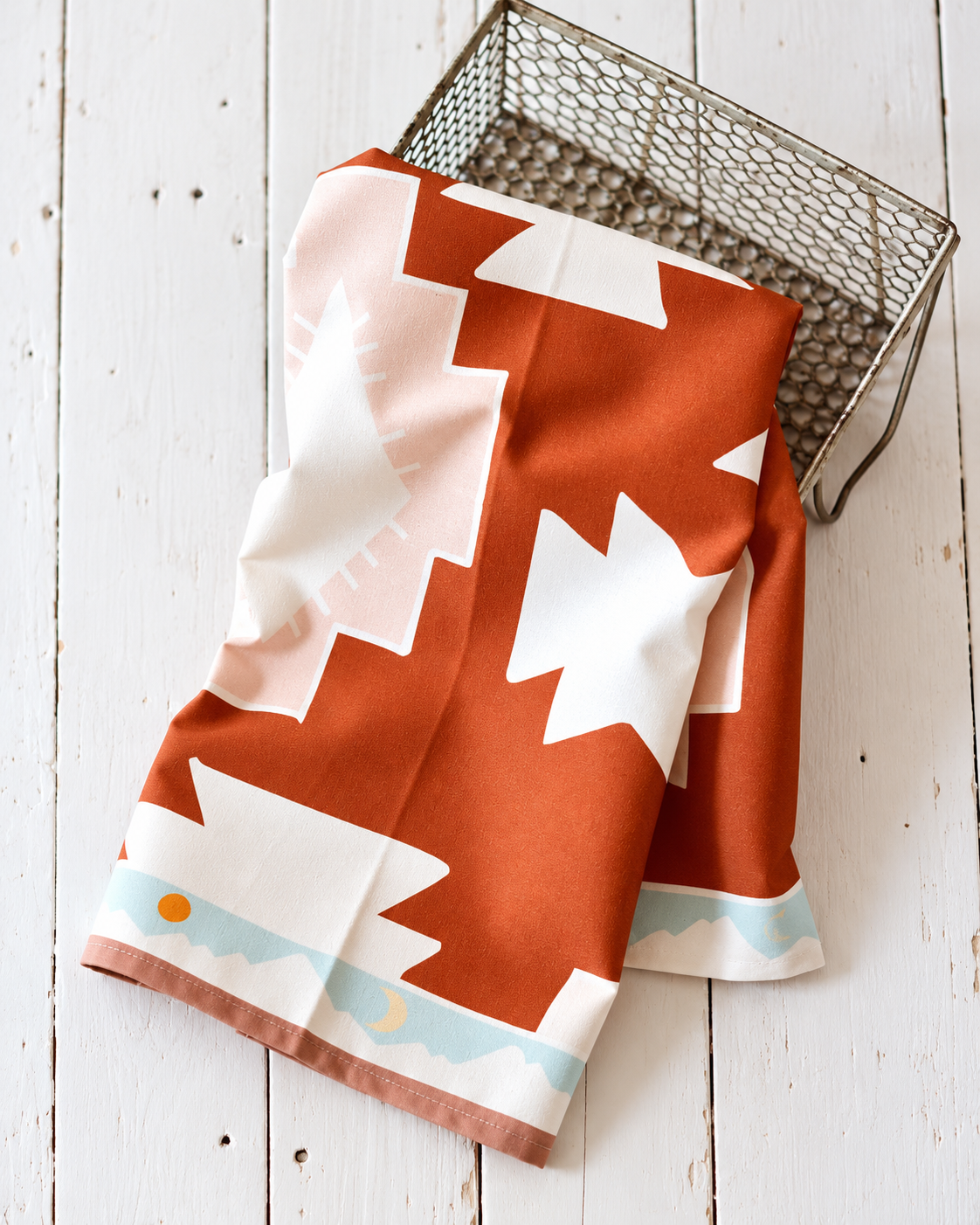 Tirzah Red Geometric Tea Towel