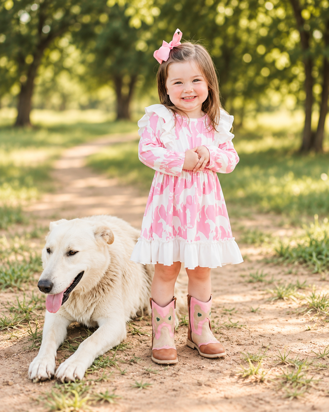 Grazing Horse Ruffle Dress