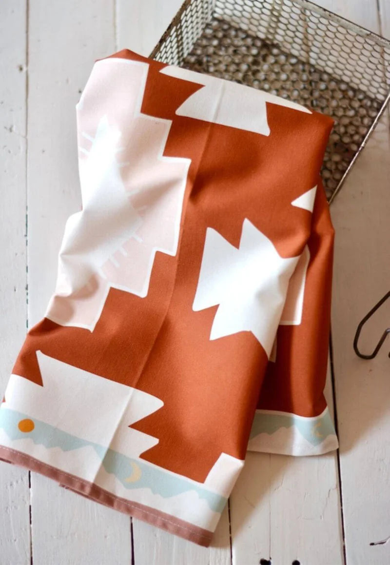 Tirzah Red Geometric Tea Towel