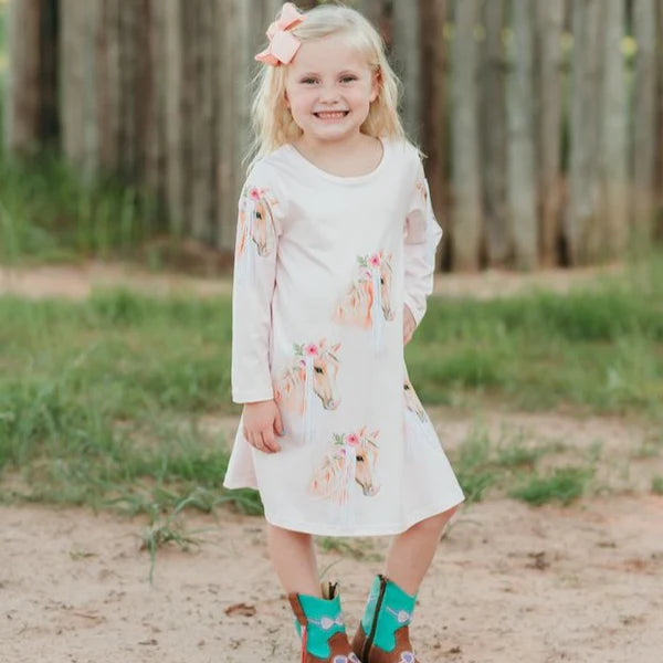 Horse Head Pink Tassel Dress