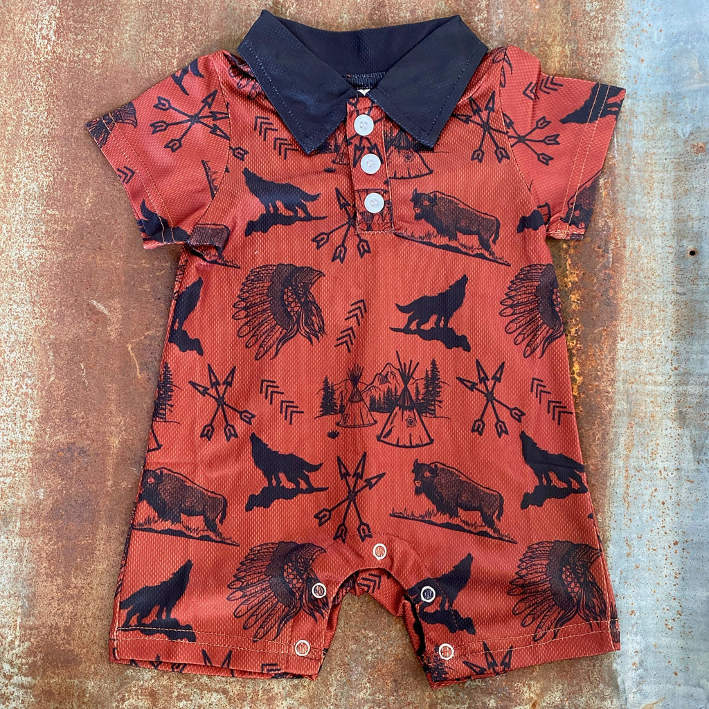 Maroon Indian Print Romper