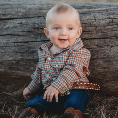 Plaid Pearl Snap Onesie