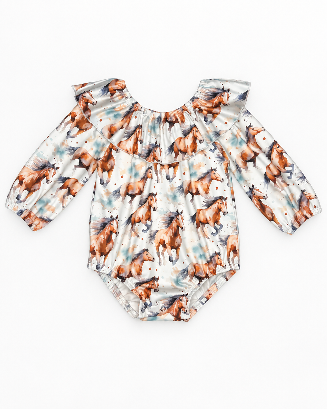 Running Horses Long Sleeve Onesie