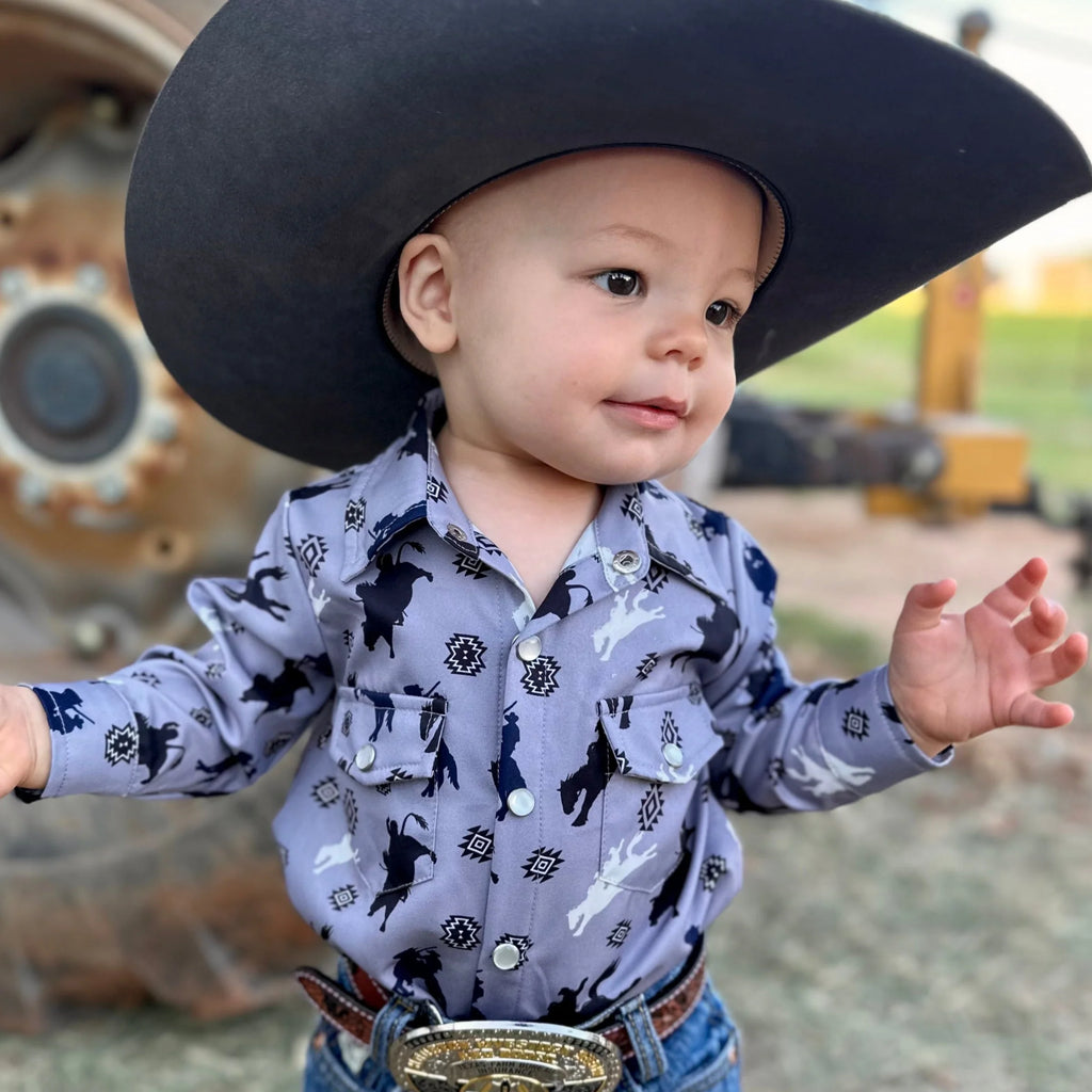 Long Sleeve Roughstock Pearl Snap Onesie