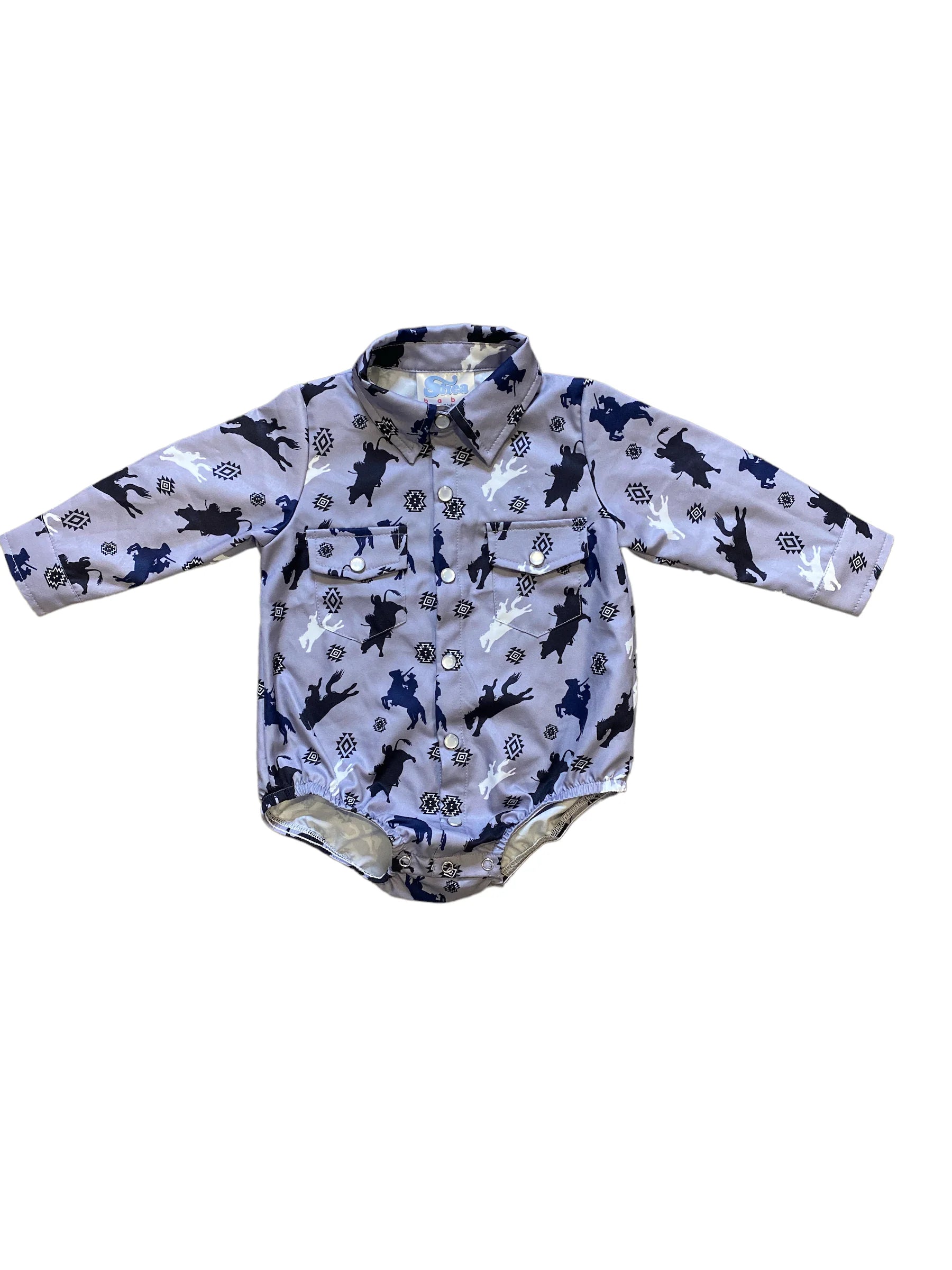 Long Sleeve Roughstock Pearl Snap Onesie