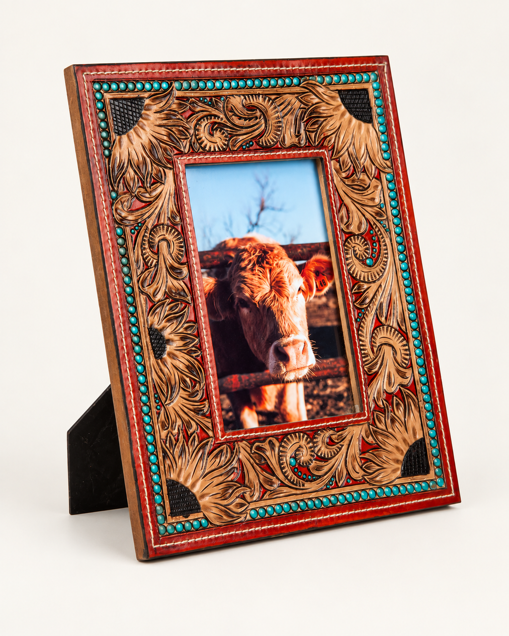 Myra Sunflower Hand-Tooled Photo Frame