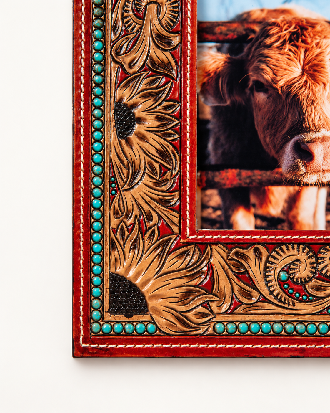 Myra Sunflower Hand-Tooled Photo Frame