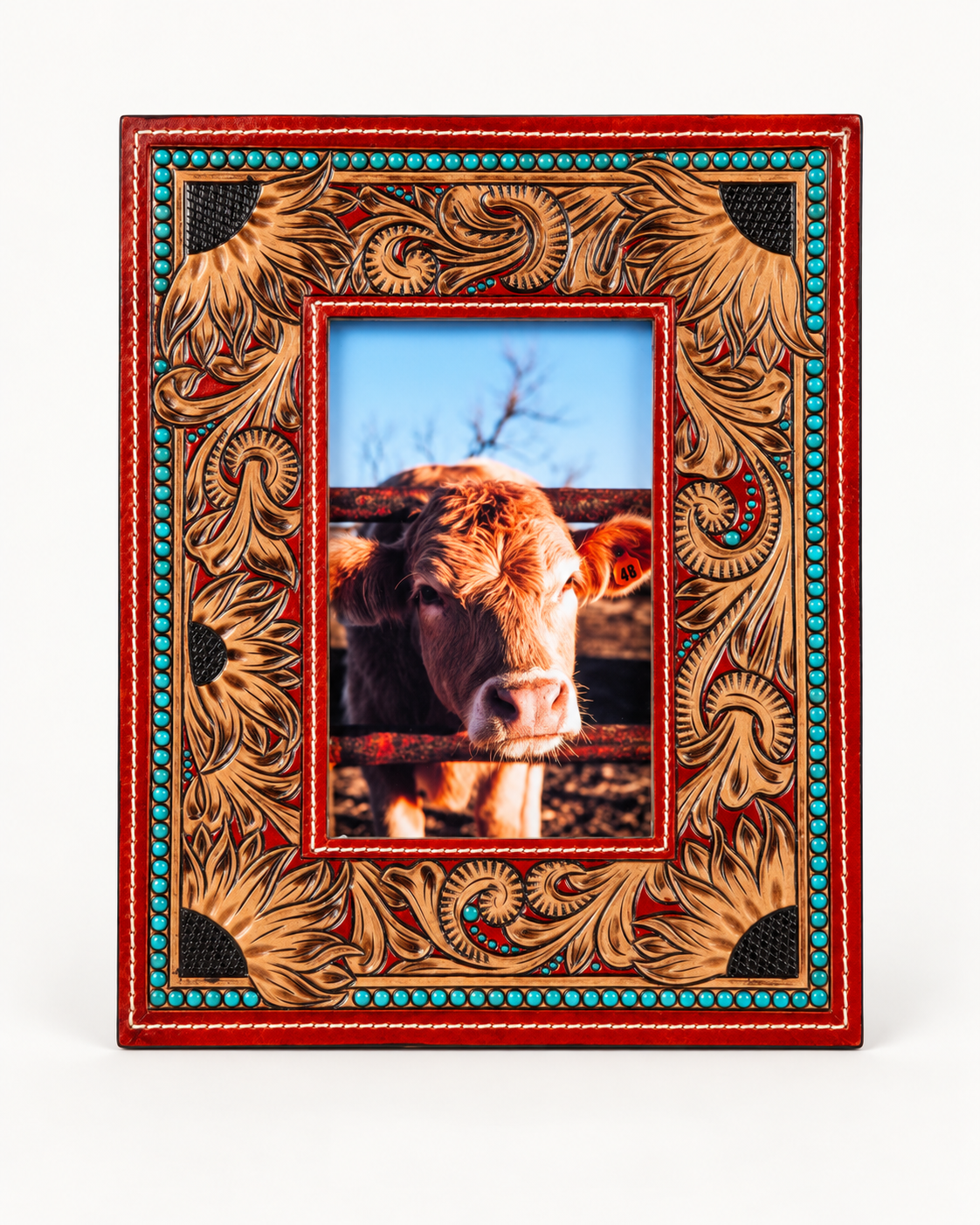Myra Sunflower Hand-Tooled Photo Frame