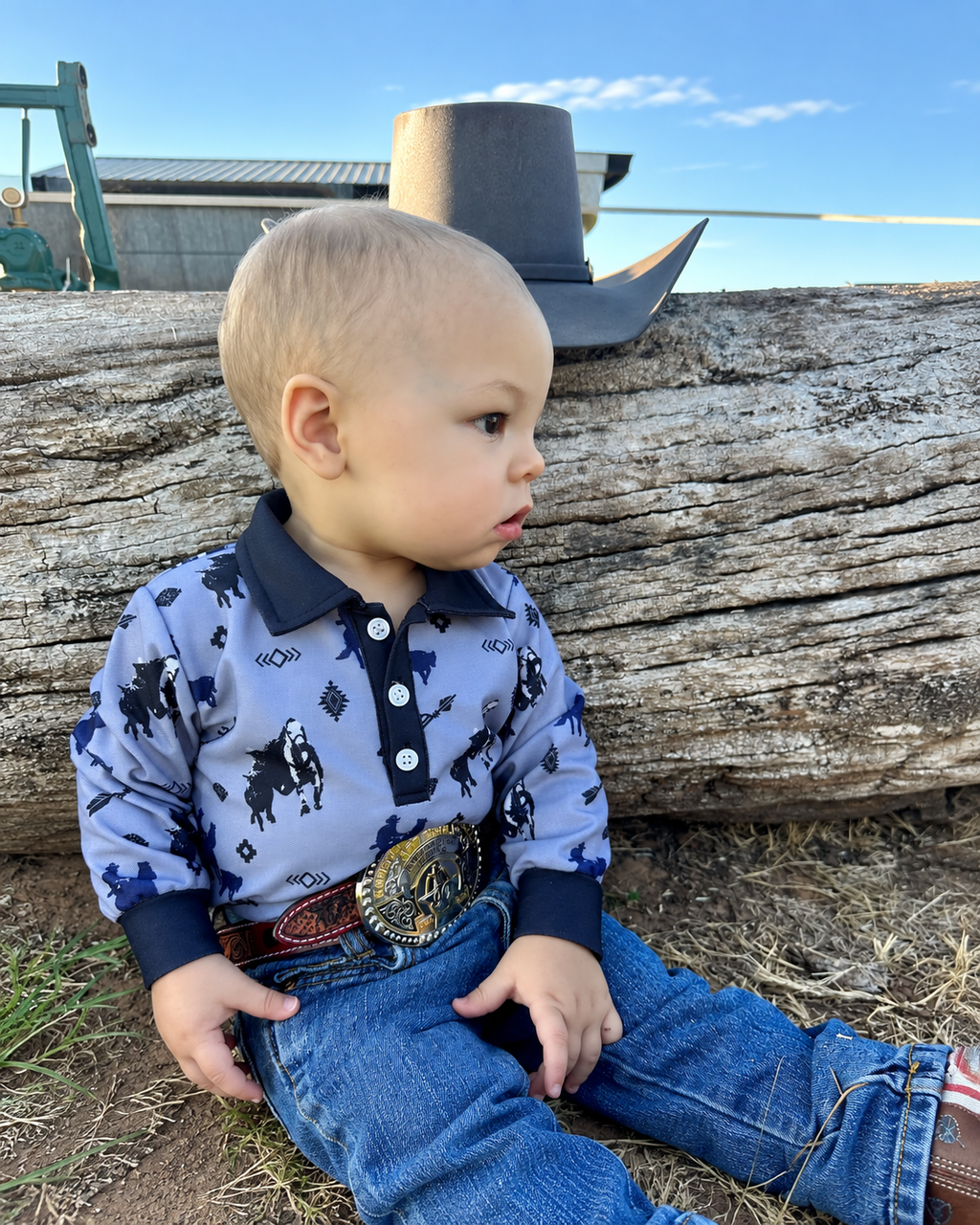 Timey Long Sleeve Polo Onesie