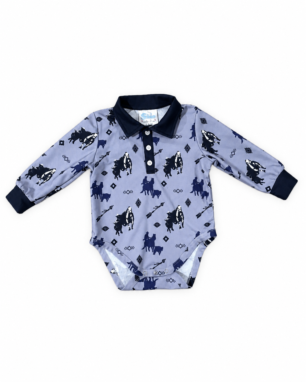 Timey Long Sleeve Polo Onesie