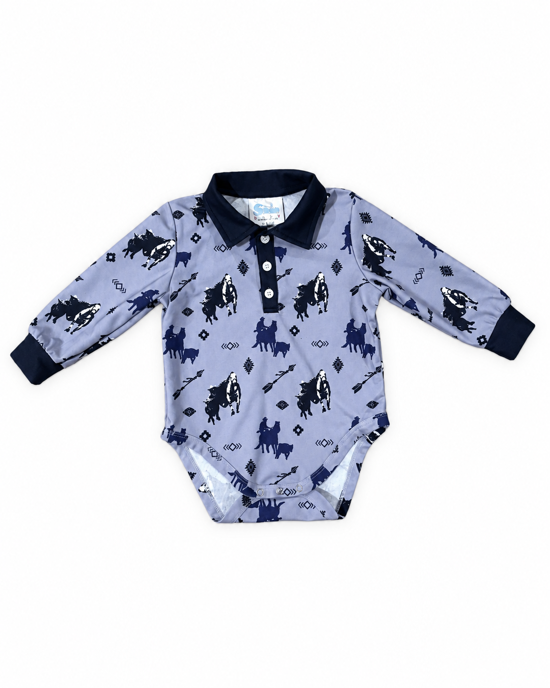 Timey Long Sleeve Polo Onesie