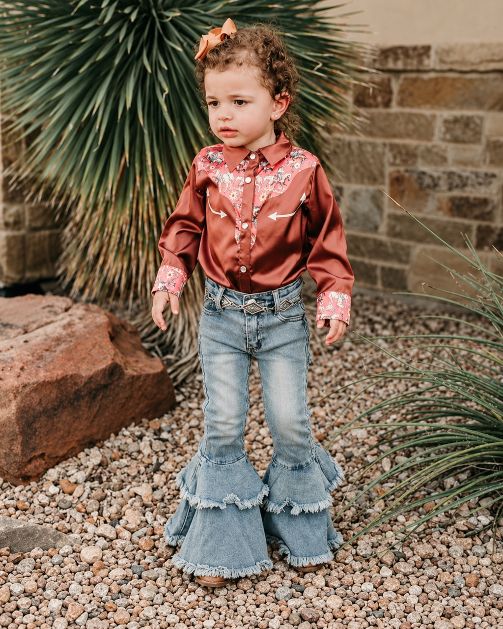 Brown Vintage Pearl Snap Onesie