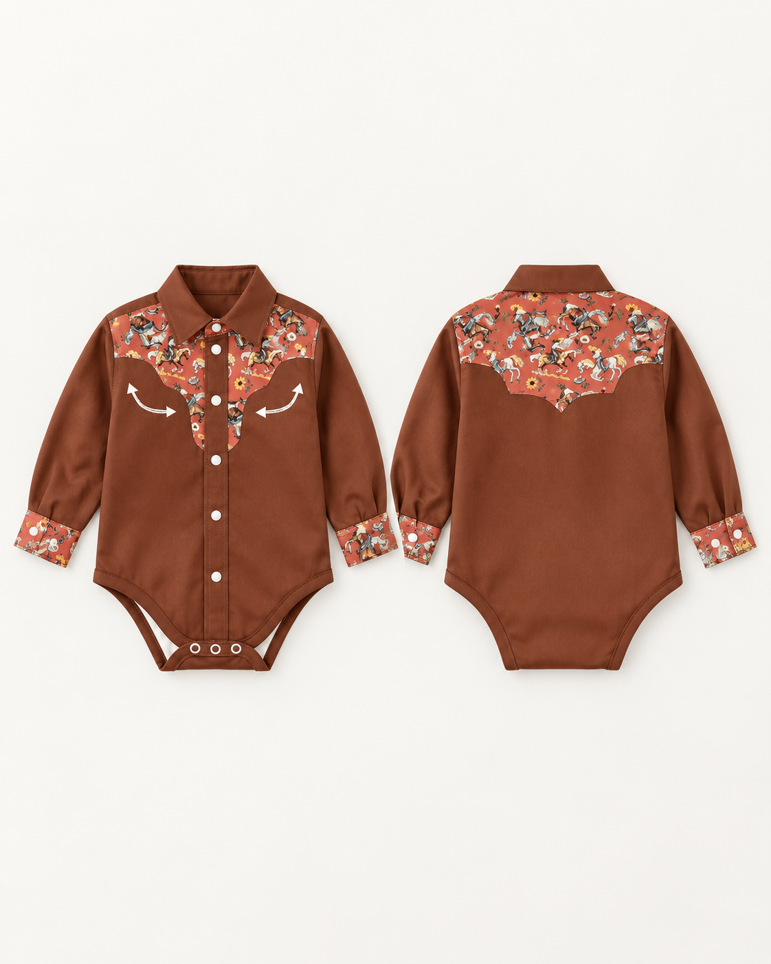 Brown Vintage Pearl Snap Onesie